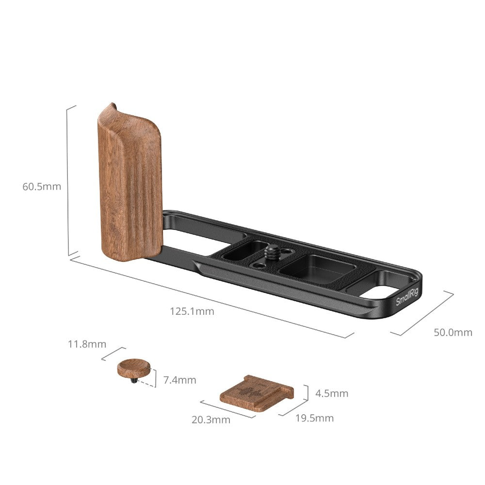 SmallRig 5985 L-Shaped Mount Plate mit Wooden Handle für FUJIFILM X-E5, Rosewood / Black