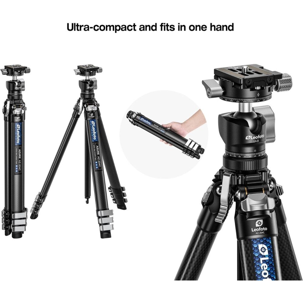 Leofoto AZ-204C+LH-25R Ultrakompaktes Stativ der Azure-Serie, halb silber