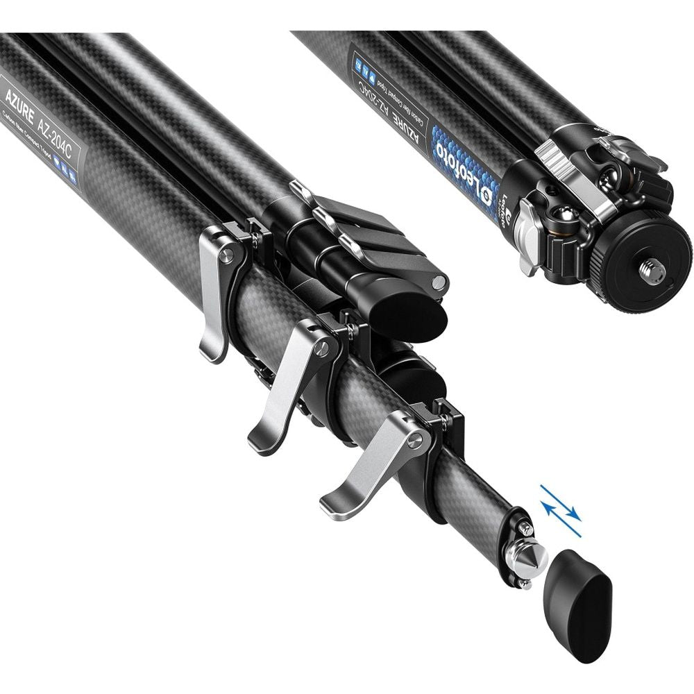 Leofoto AZ-204C+LH-25R Ultrakompaktes Stativ der Azure-Serie, halb silber