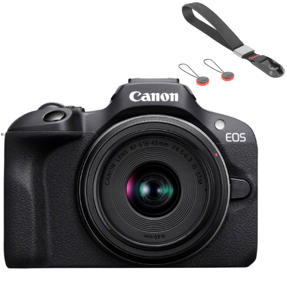 Canon EOS R100 + RF-S 18-45mm + Peak Design Cuff