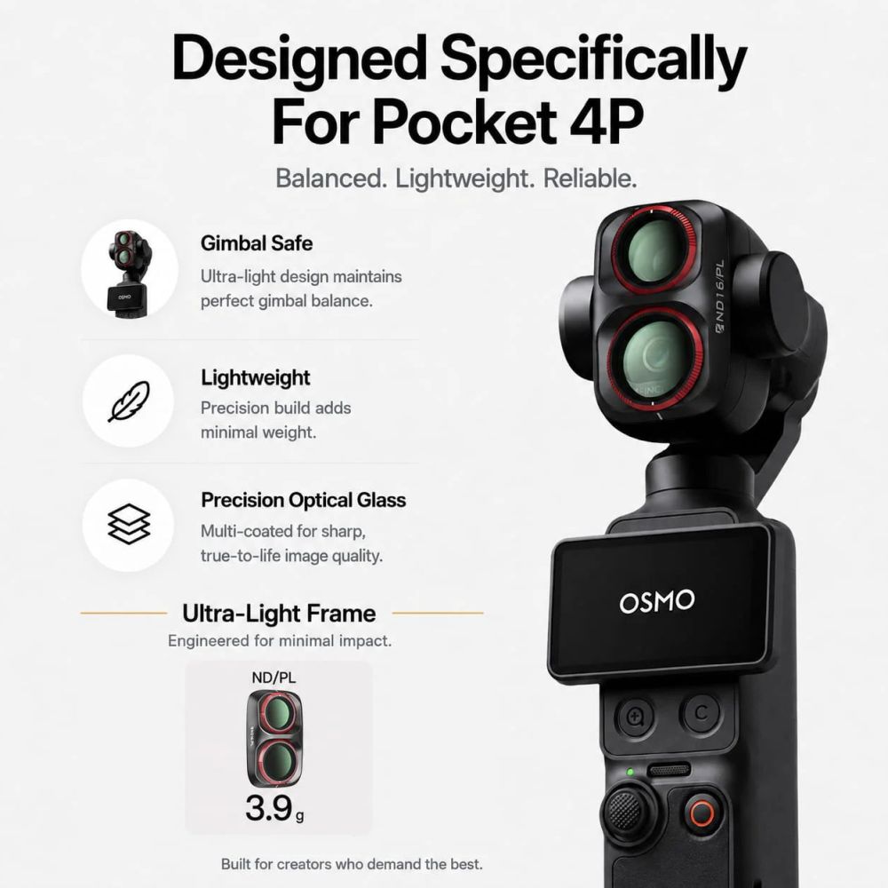 Freewell Osmo Pocket 4P ND16/PL Filtre - Noir