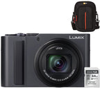 Panasonic Lumix DC-TZ300 - Argent foncé + Lexar 64GB SDXC + Case Logic DCB-313