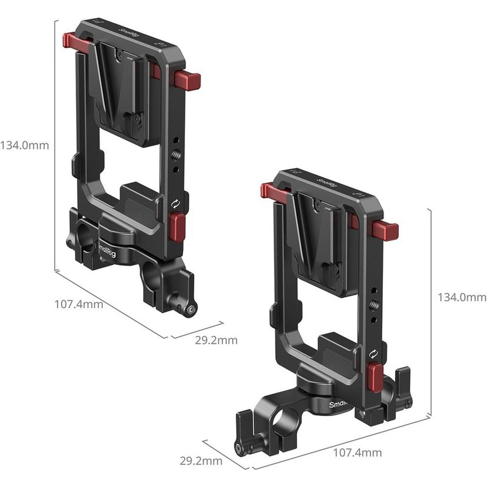 SmallRig 6273 Plaque de Batterie Rotative V-Mount avec Double Verrouillage en V et Pince pour Double Tige de 15mm