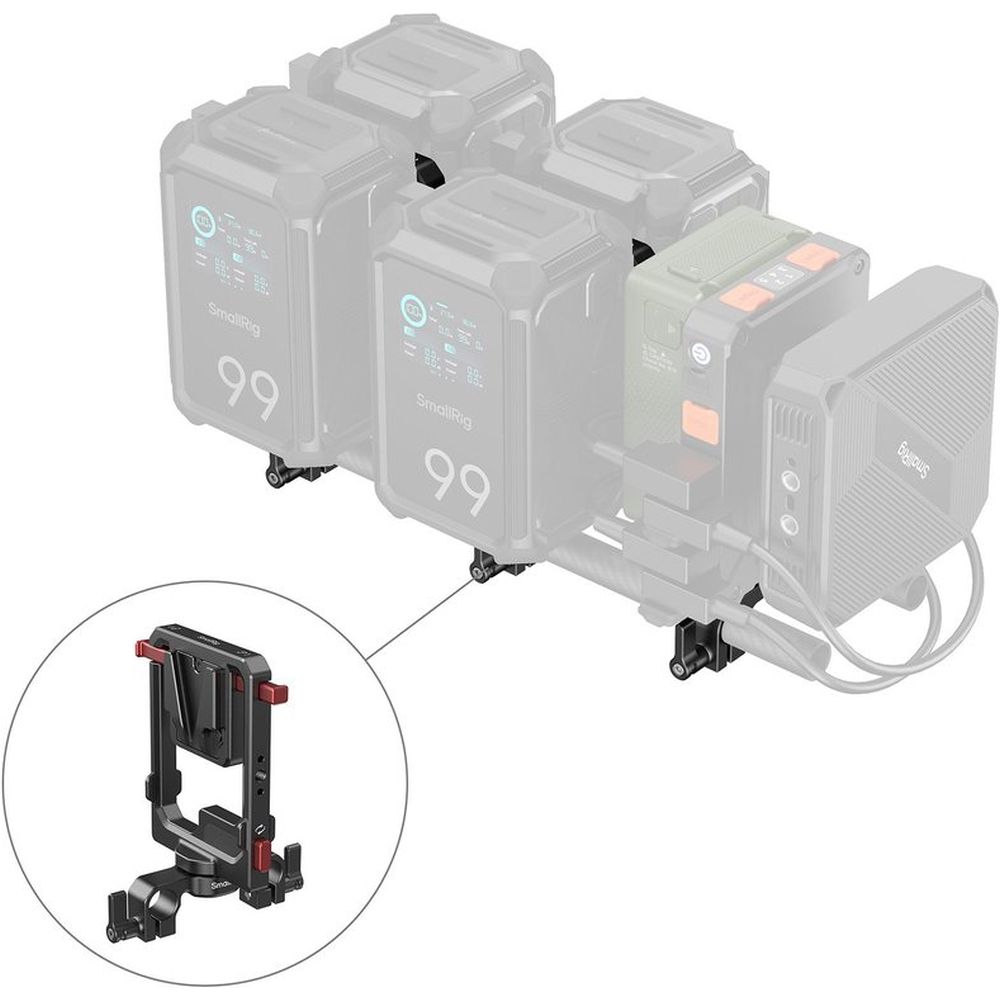 SmallRig 6273 Plaque de Batterie Rotative V-Mount avec Double Verrouillage en V et Pince pour Double Tige de 15mm