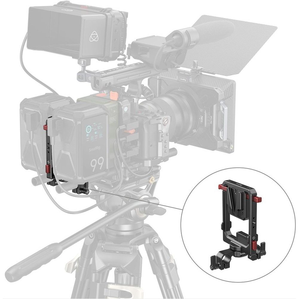 SmallRig 6273 Plaque de Batterie Rotative V-Mount avec Double Verrouillage en V et Pince pour Double Tige de 15mm