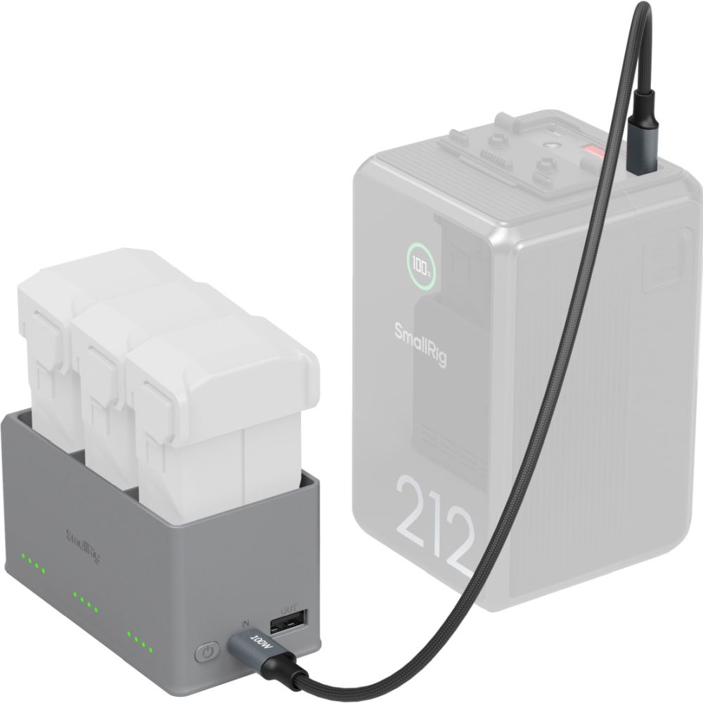 SmallRig 6502 100 W Chargeur de batterie pour DJI Mini 5 / 4 / 3 Pro