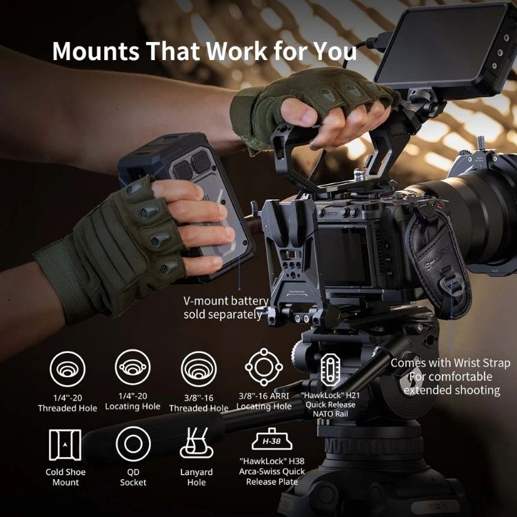 SmallRig 6924 "HawkLock" Advanced Cage Kit with Dual Rod System for Sony FX5