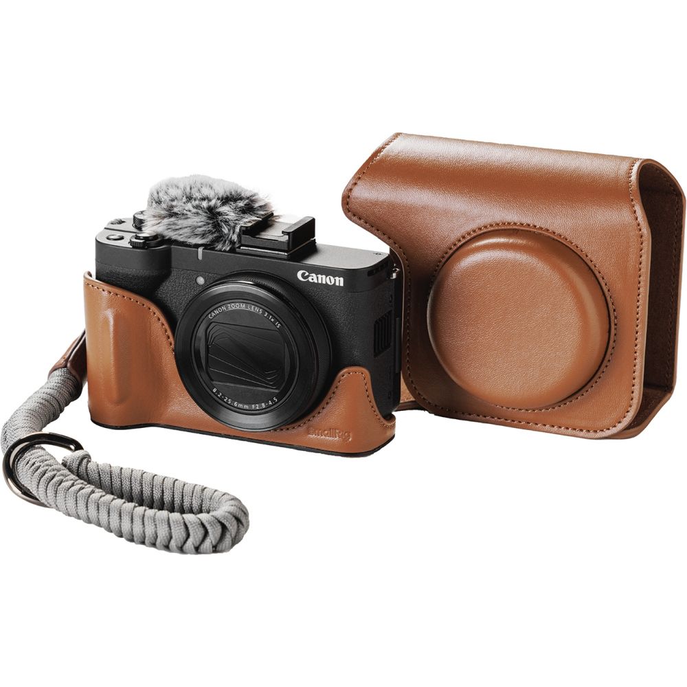 SmallRig 5385 Ledertaschen-Set für Canon PowerShot V1, braun