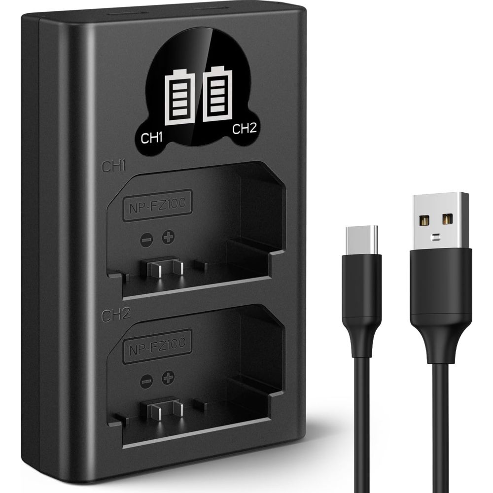 K&F Concept NP-FZ100 Duales Batterieladegerät USB-C mit Display