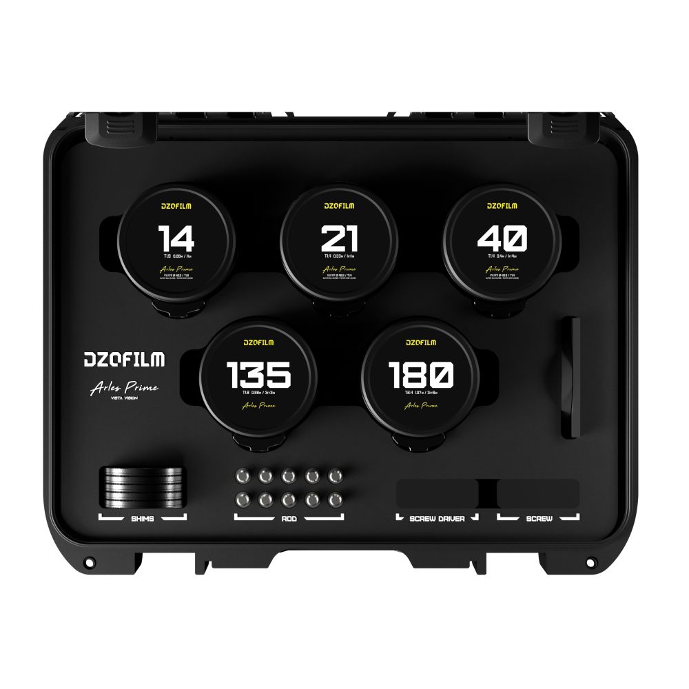 DZOFilm Arles 14/21/40/135/180mm FF/VV Prime Cine Objektiv (PL-Mount, Meter)