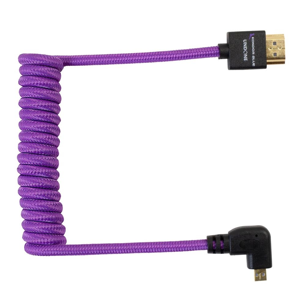 Kondor Blue Gerald Undone Full HDMI auf gewinkeltes micro-HDMI Kabel 12"-24" gewellt (lila) - gewinkelt (R5/R6)
