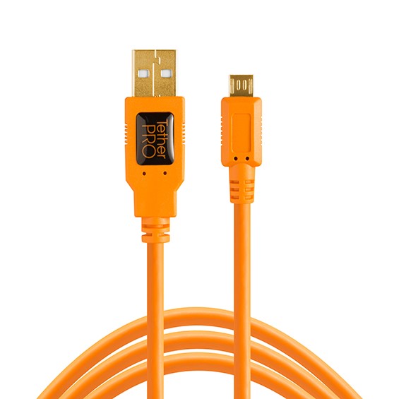 Tether Tools TetherPro USB 2.0 A Stecker auf Micro-B 5-pin 4,6 m Orange
