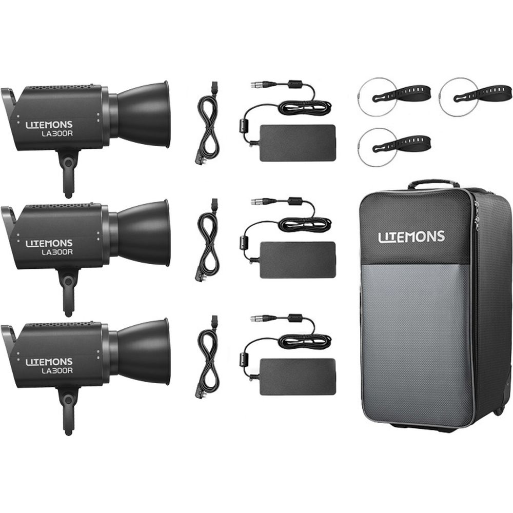 Godox Litemons LA300R RGB LED-Videolicht 3er-Set (schwarz)