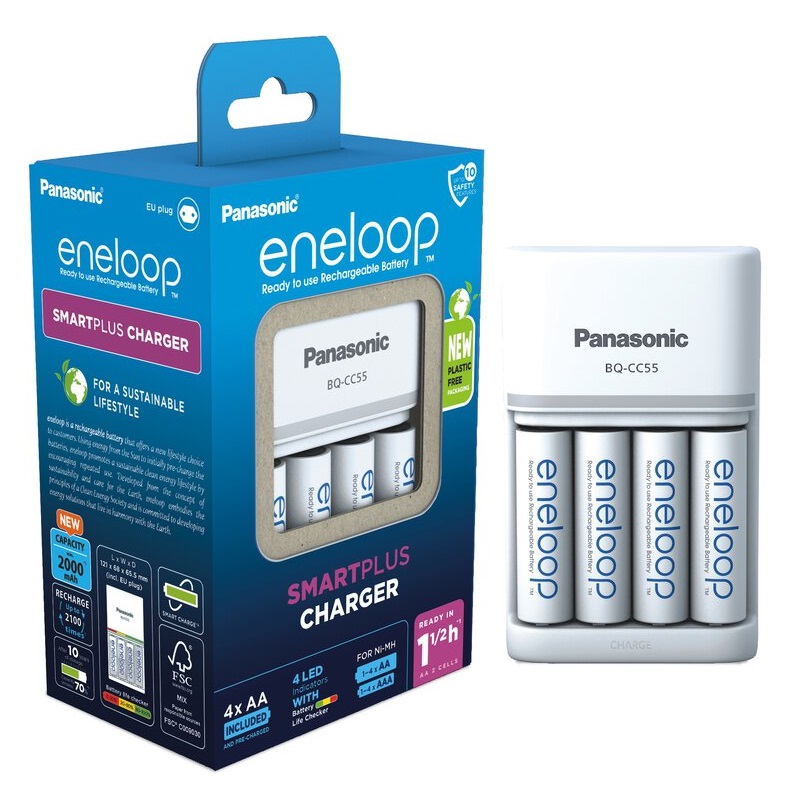 Panasonic Eneloop Lader CC55 + 4x AA 2000mAh