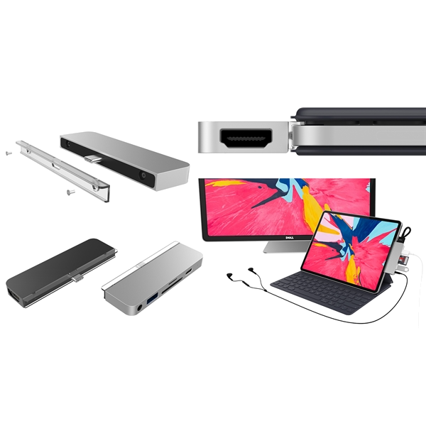 Hyper 6-in-1 USB-C hub iPad Pro silber