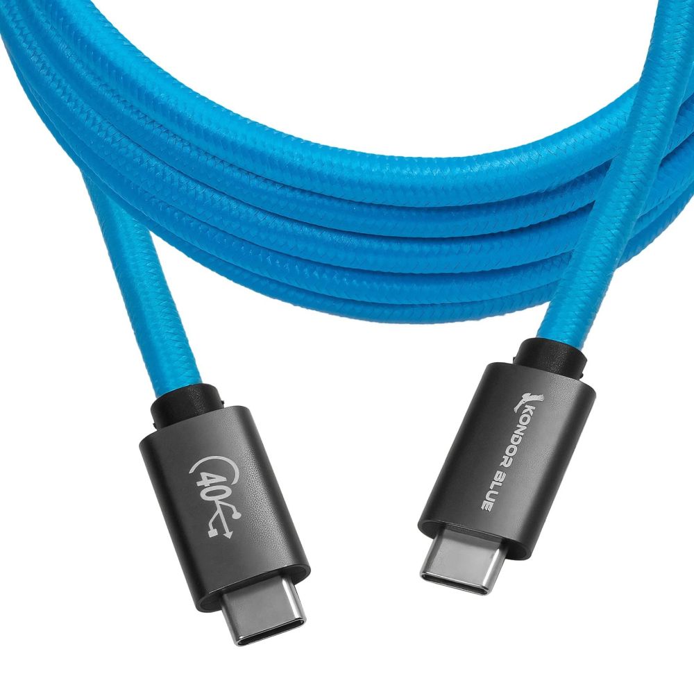 Kondor Blue Thunderbolt 4 USB 4.0 Typ C Kabel Blazing 40G Speeds 5A 100W straight 6Ft