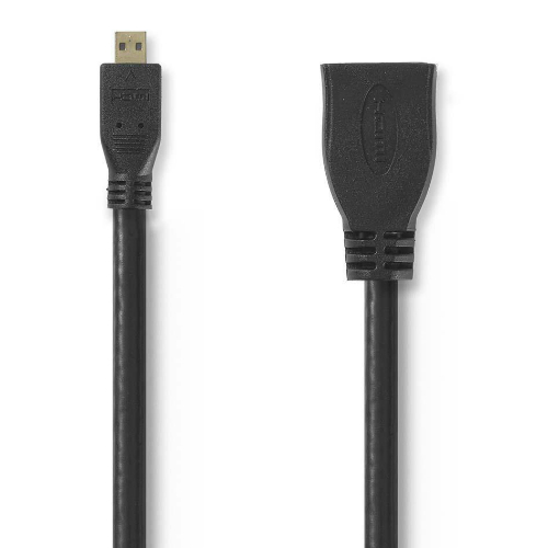 Nedis High Speed HDMI-Verlängerungskabel mit Ethernet HDMI Micro-Stecker - HDMI-Buchse 0,2 m Schwarz