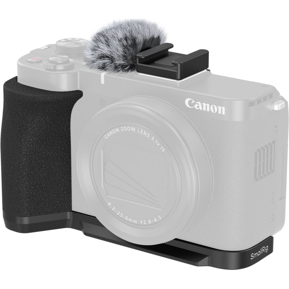 SmallRig 5808 L-förmige Montageplatte mit Griff für Canon PowerShot V1, Schwarz