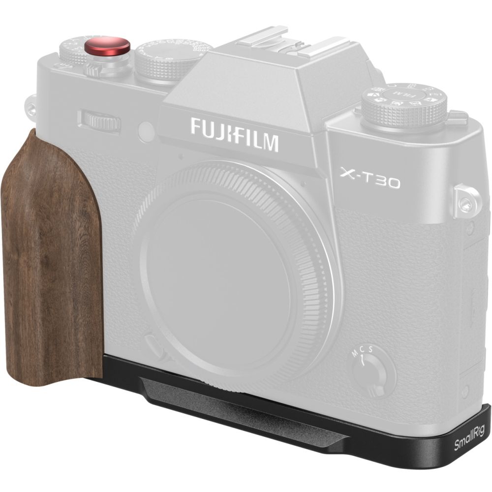 SmallRig 5666 L-förmige Montageplatte mit Holzgriff für FUJIFILM X-T30 / X-T30 II / X-T30 III, Schwarz