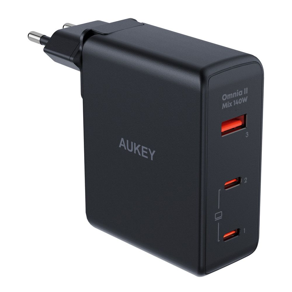 Aukey Chargeur mural PD 3 ports 140W avec GaN Power Tech, noir