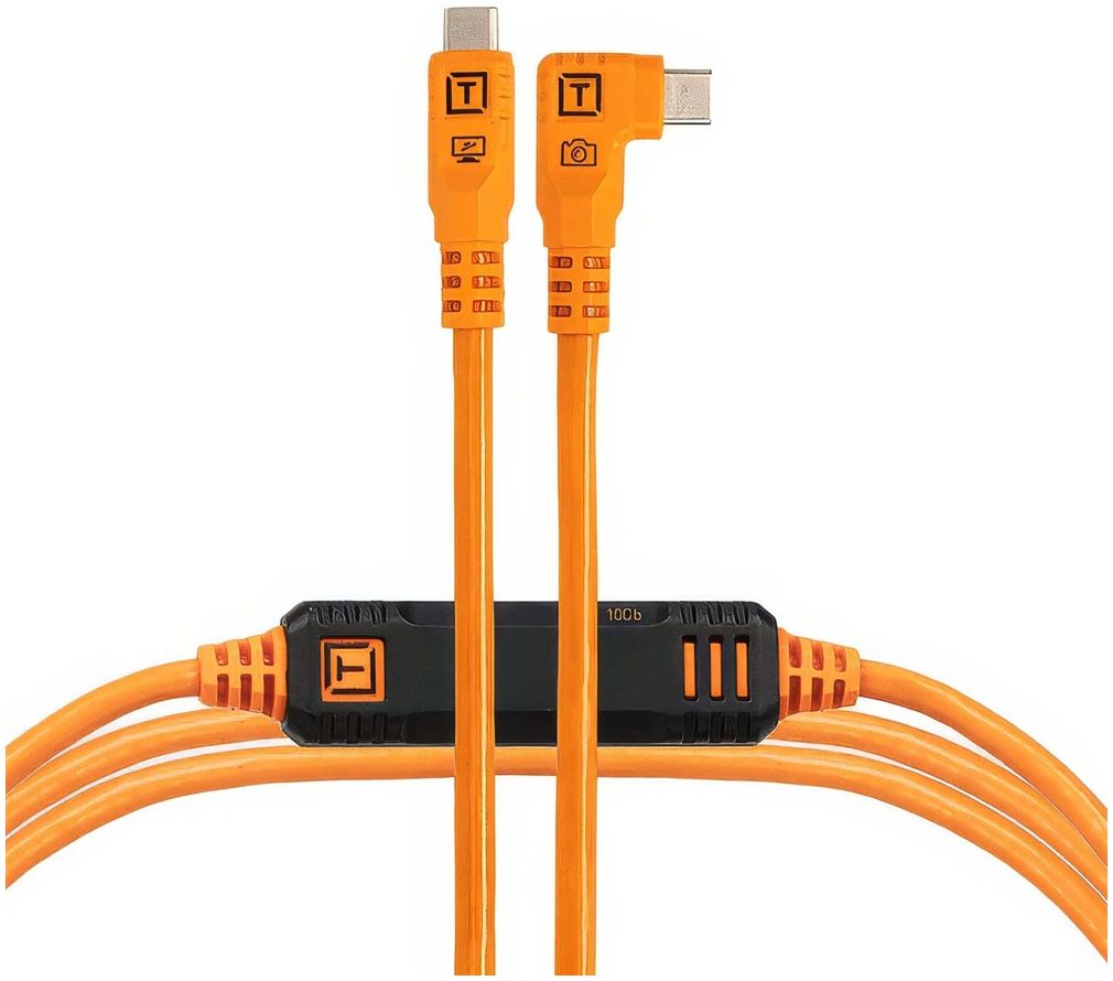 Outils de fixation TetherPro Optima 10G USB-C, 15' (4,6m), droit vers l'orange droite.