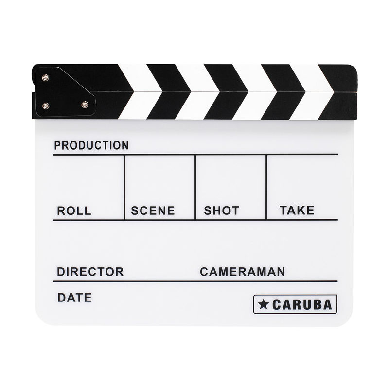 Caruba Clap de cinéma professionnel blanc / BW (marqueur tableau blanc)