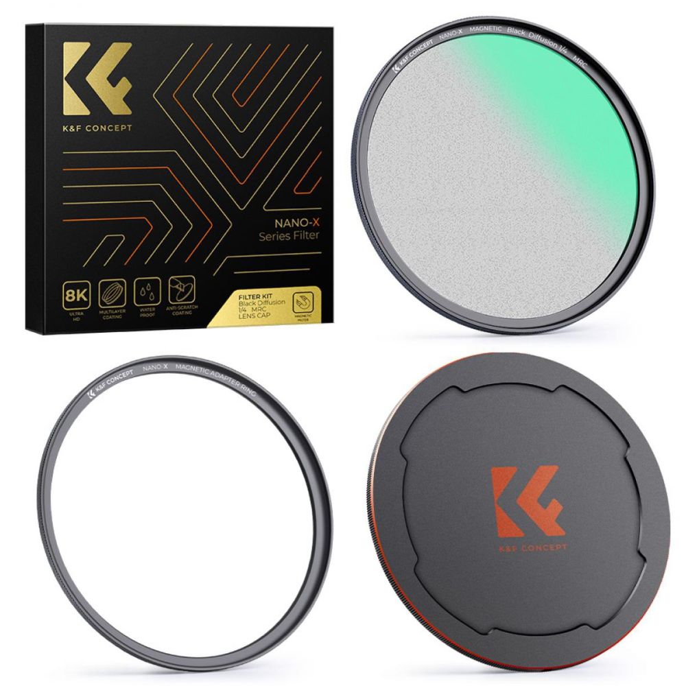 K&F Concept Filtre magnétique 1/4 Black Mist Nano-X avec bague d'adaptation et capuchon d'objectif 67 mm