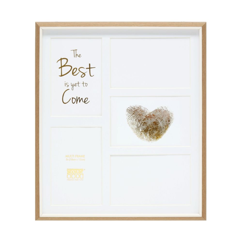Deknudt Cadre multi-photos en bois avec passepoil blanc et passe-partout pour 5 photos 10x15 S46WG4