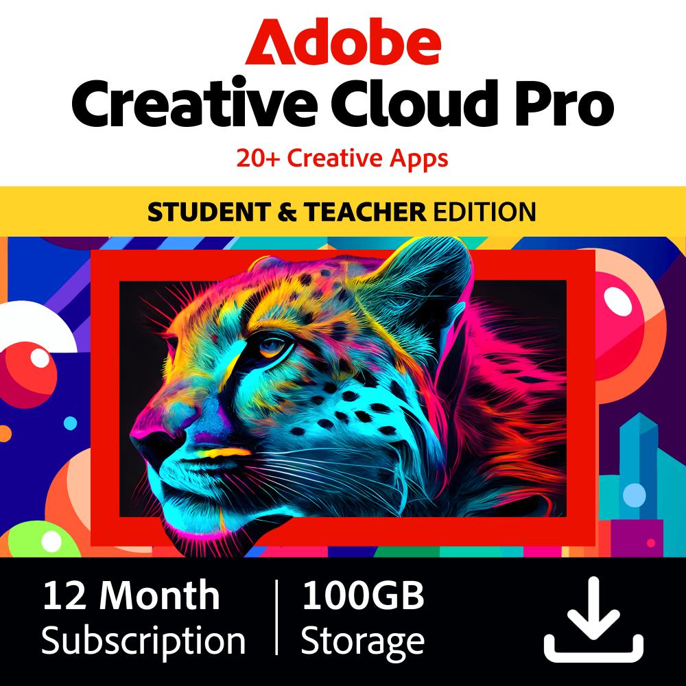 Adobe Creative Cloud Pro Student & Teacher Version 100 Go - 1 Utilisateur - 1 An - (Windows/Mac)