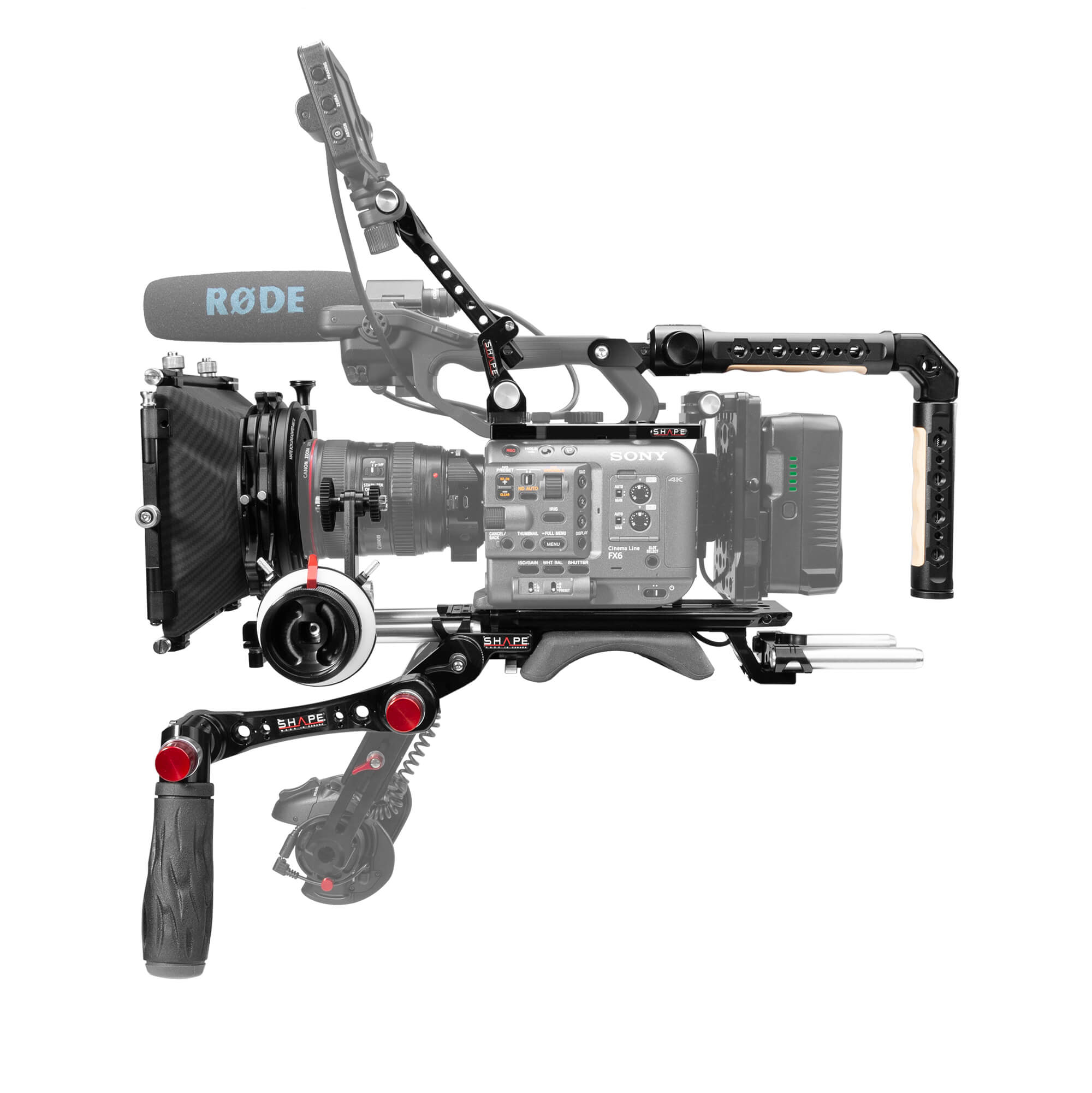 Shape Sony FX6 baseplate, top plate, controller top handle,VF. mount, matte box, follow focus pro