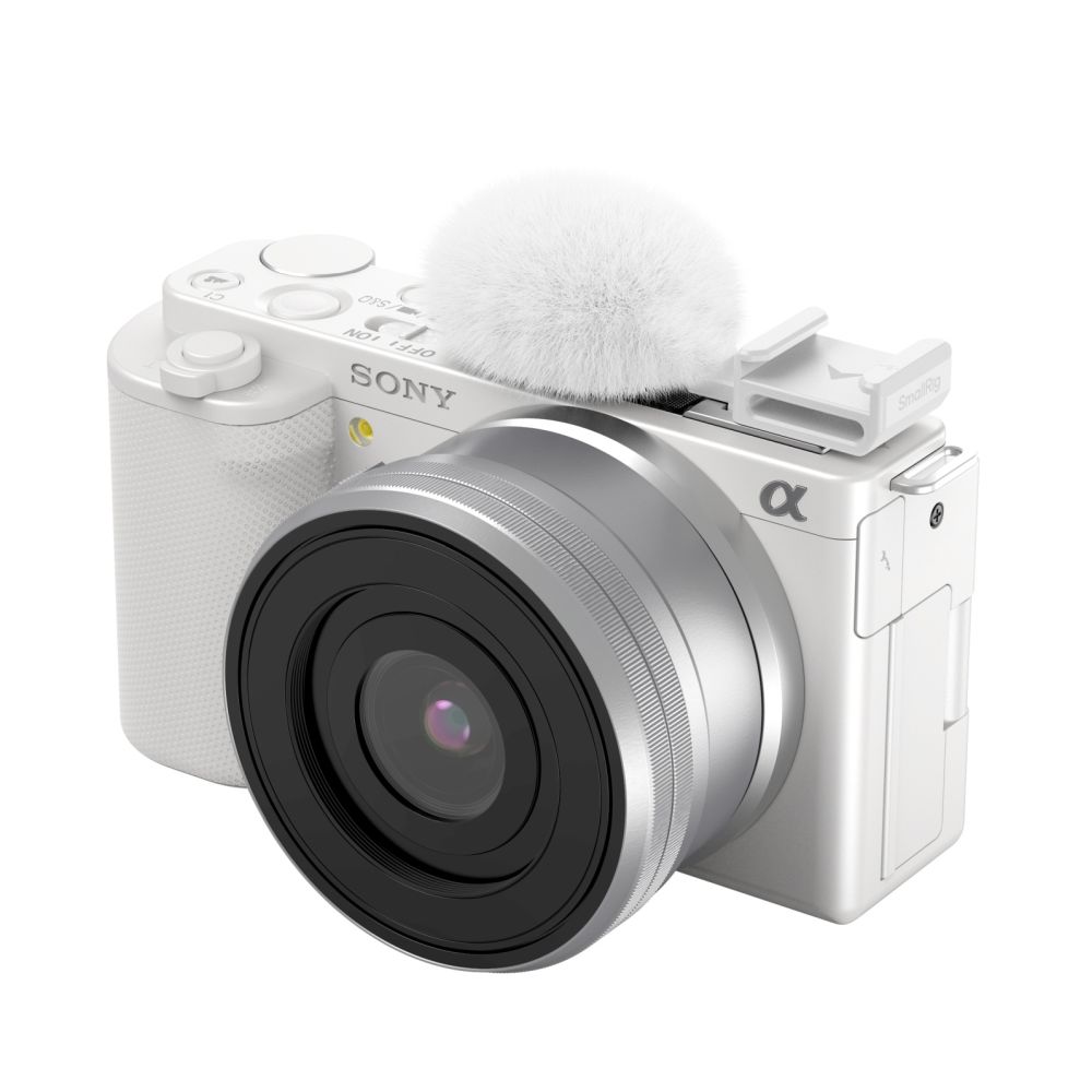 SmallRig 4734 Adaptateur Cold Shoe avec pare-brise poilu (blanc) pour les caméras Sony de la série ZV