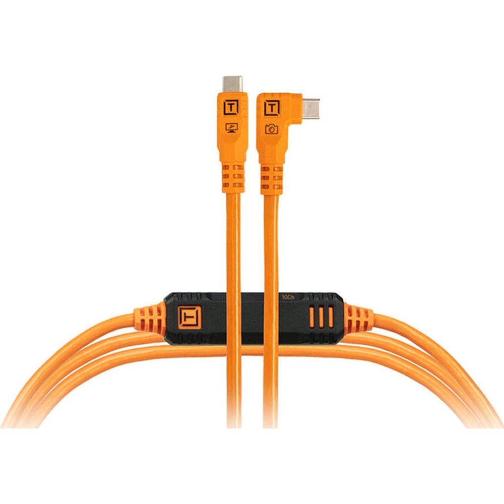 Câble TetherTools TetherPro Optima 10G USB-C, 1,8 m (droit à coudé), orange