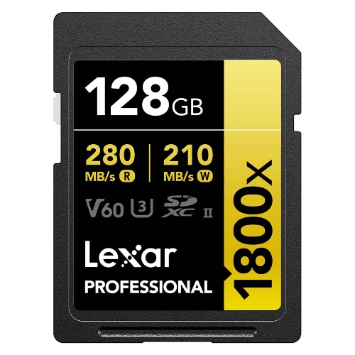 Lexar Professional SDXC 128 Go BL 1800x UHS-II V60 Doré