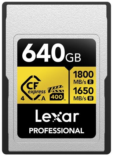 Lexar Professional Gold 4.0 Carte CFexpress Type A VPG400 R1800/W1650 MB/s – 640GB