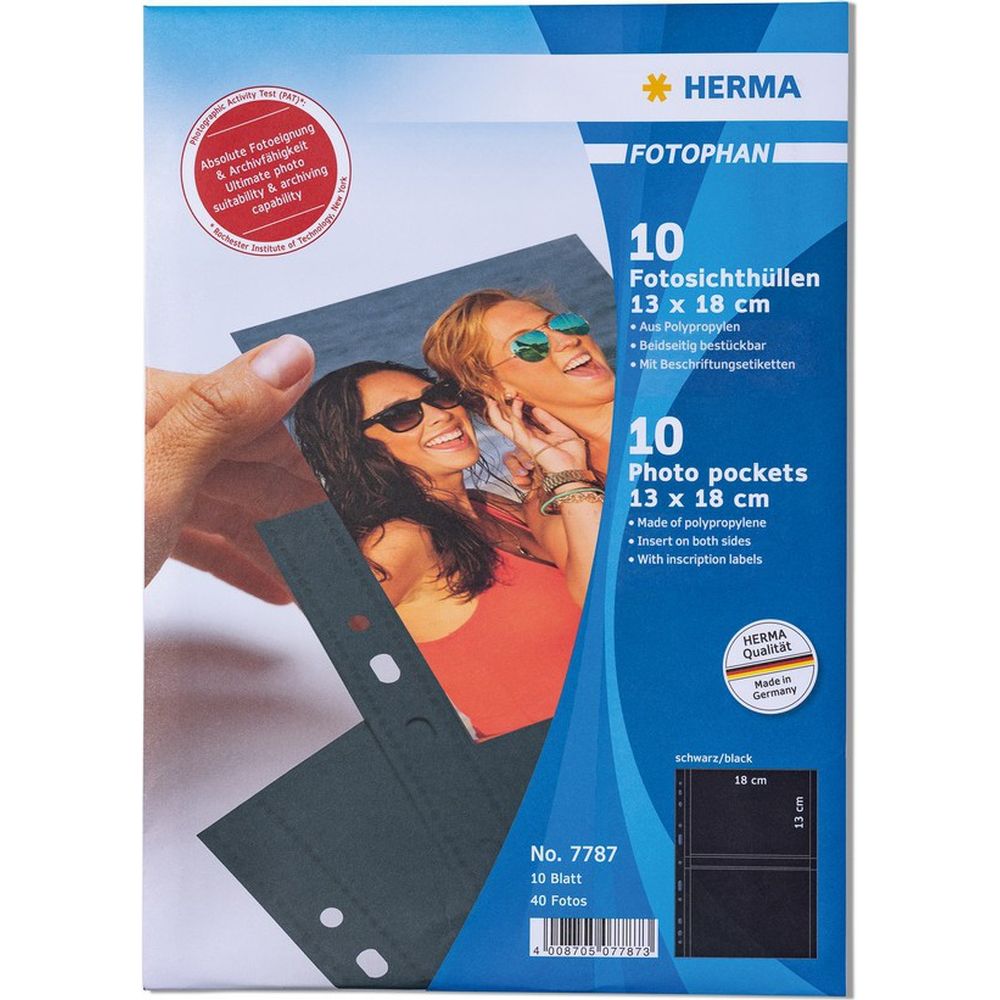 Herma pochettes transparentes noir 13x18 paysage 10 pcs.