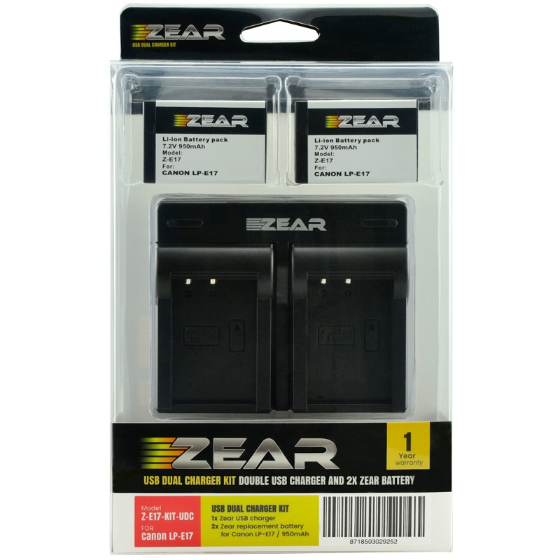 Kit Chargeur USB Duo ZEAR + 2 Batteries LP-E17