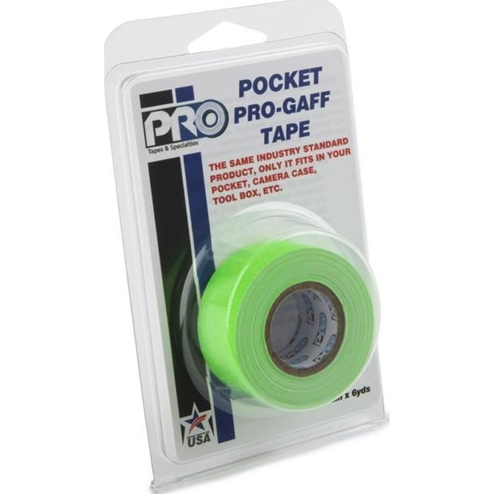 Ruban adhésif professionnel Pro Gaff Pro Pocket 24 mm x 5,4 m Vert fluorescent