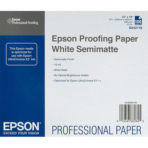 Epson S042118 Proofing Paper White Semimatte A3+ 100 feuilles