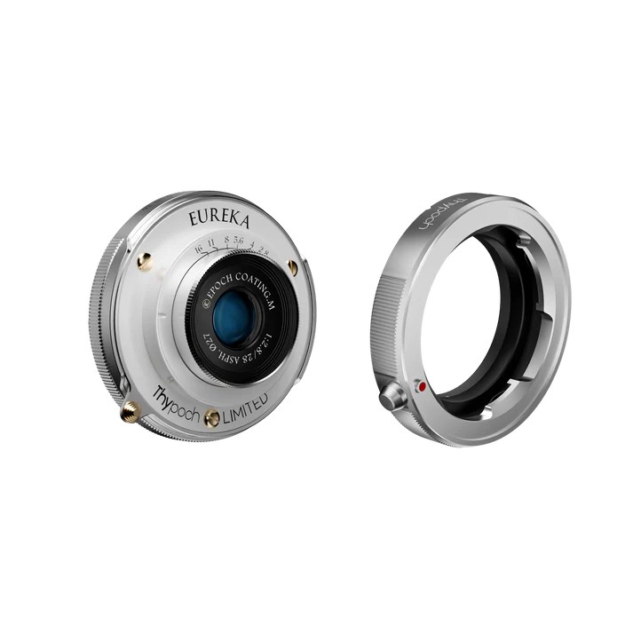 Thypoch Eureka 28 mm f/2,8 ASPH. Monture Leica M Pearl White + adaptateur M-X (argent)
