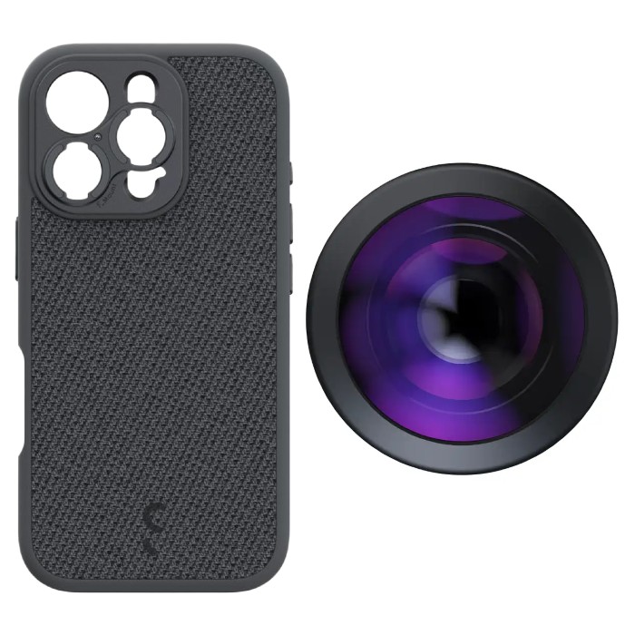 ShiftCam iPhone 16 Pro Case Tissu Gris Foncé + LensUltra 200° Fisheye