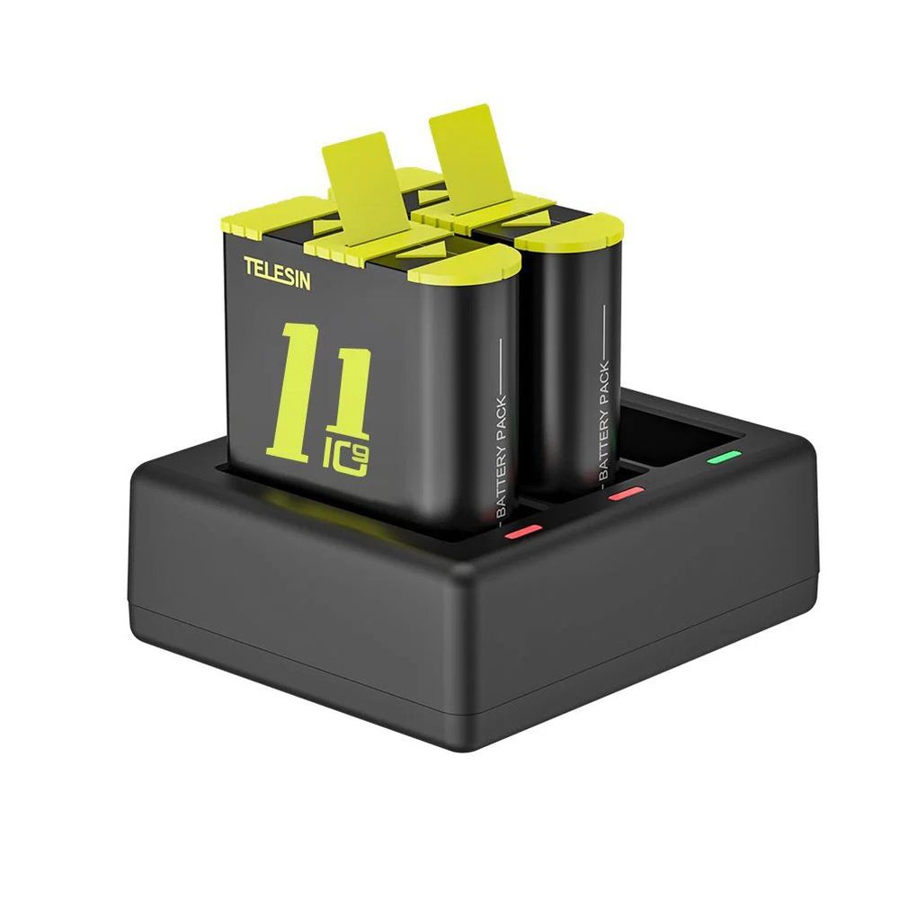Telesin Chargeur pour 3 batteries + 2x batterie pour GoPro 9/10/11/12