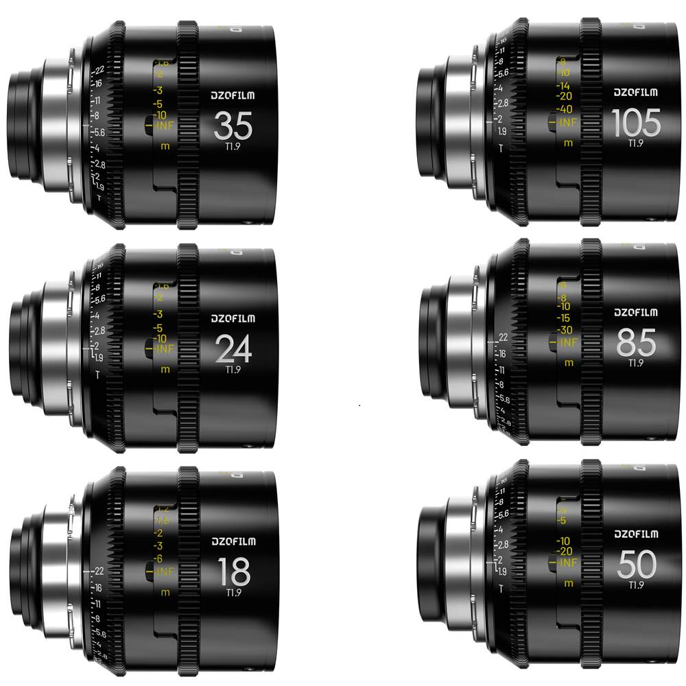 DZOFILM Vespid Prime 2 18/24/35/50/85/105 mm T1.9 PL avec Case (échelle métrique)