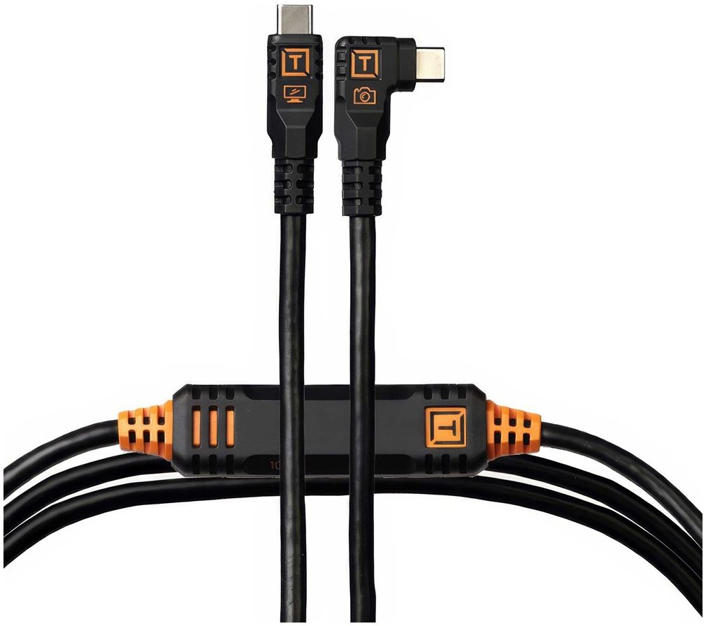 Outils de fixation TetherPro Optima 10G USB-C, 15' (4,6m), droit vers la droite noir.