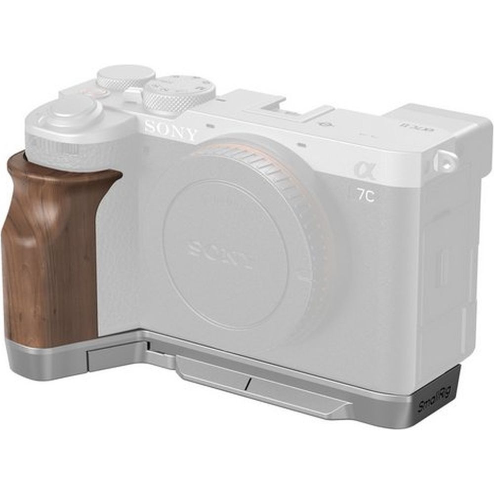 Plaque de montage en L SmallRig 4796B avec poignée en bois pour Sony Alpha 7C II / Alpha 7CR