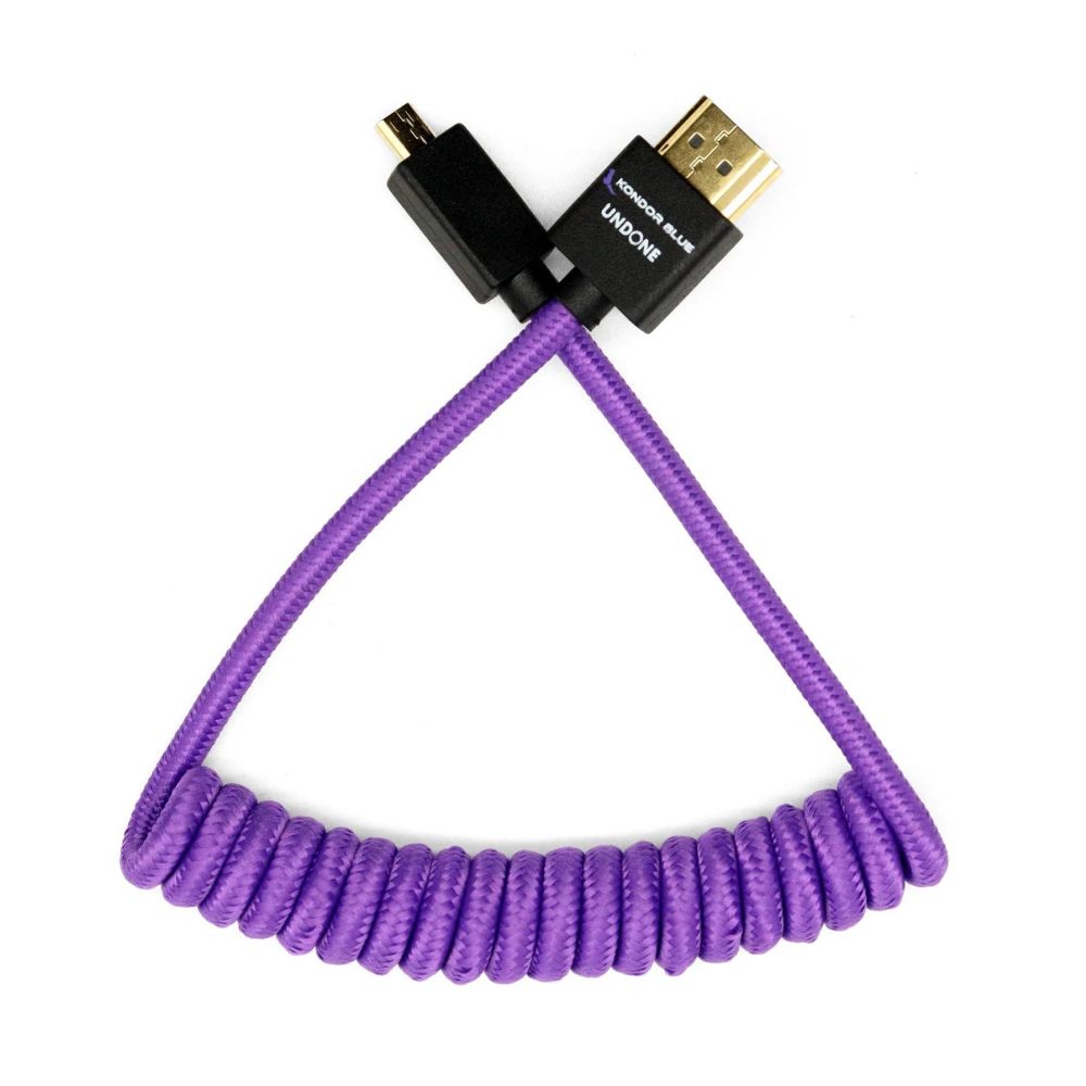 Kondor Blue Gerald Undone Micro HDMI to Full HDMI cable 12"-24" curled