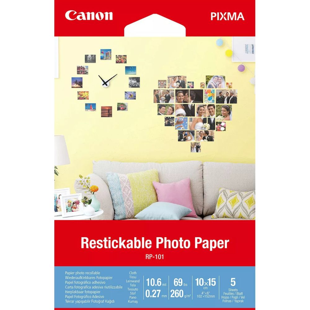 Canon RP-101 autocollants photo amovibles, 10 x 15 cm - 5 feuilles