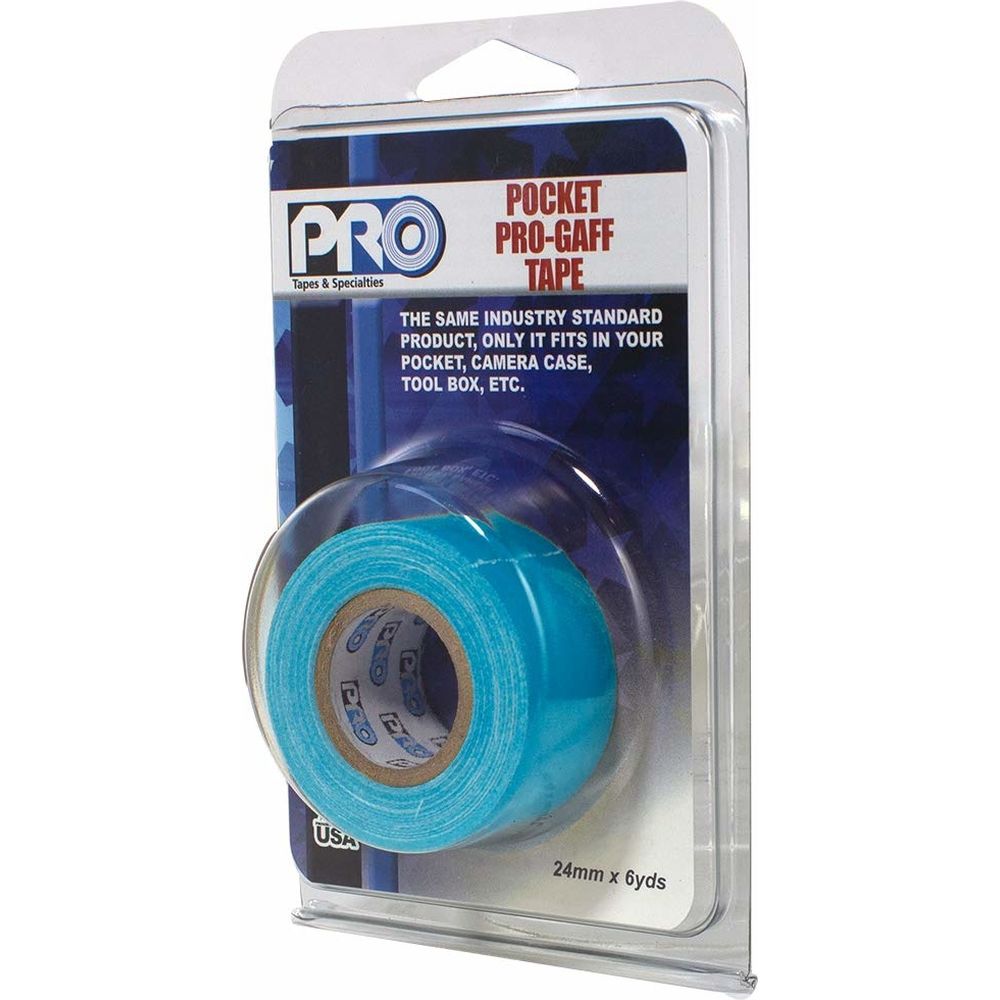 Ruban adhésif professionnel Pro Gaff Pro Pocket 24 mm x 5,4 m Bleu fluorescent