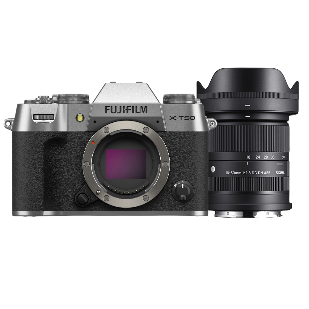 Fujifilm X-T50 boîtier argent + Sigma 18-50mm F/2.8 DC DN Contemporary Fujifilm X
