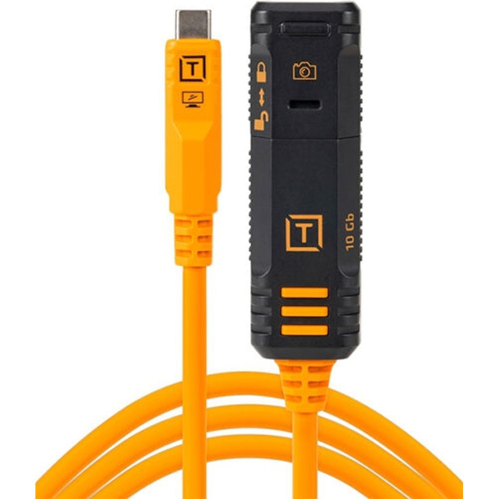 Câble d'extension verrouillable TetherBoost USB-C TetherPro Optima 10G de Tether Tools, 4,8 m, orange