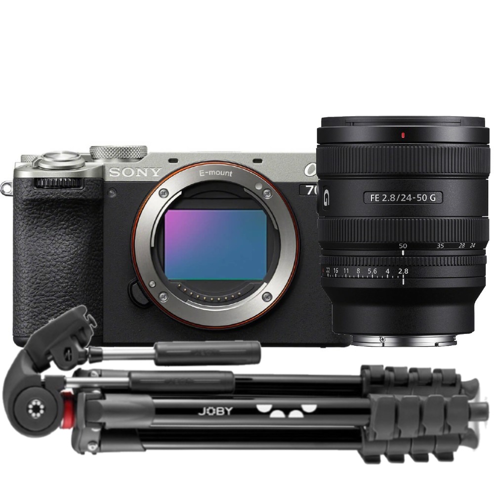 Sony A7C II argent + 24-50mm F/2.8 + trépied Joby Compact Advanced